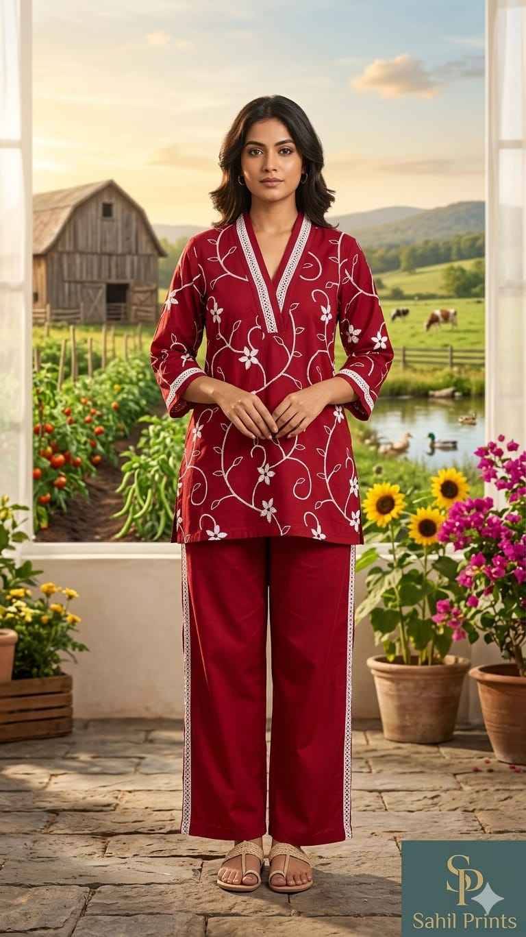 1928 Red Hit By Fashid Designer Stylish Fancy Colorful Beautiful Party Wear & Ethnic Wear Collection Pure cotton Print Tops With Bottom At Wholesale Price